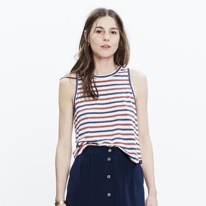NWT Madewell Linen Allegro Cutaway Tank in Bradbury Stripe - xs